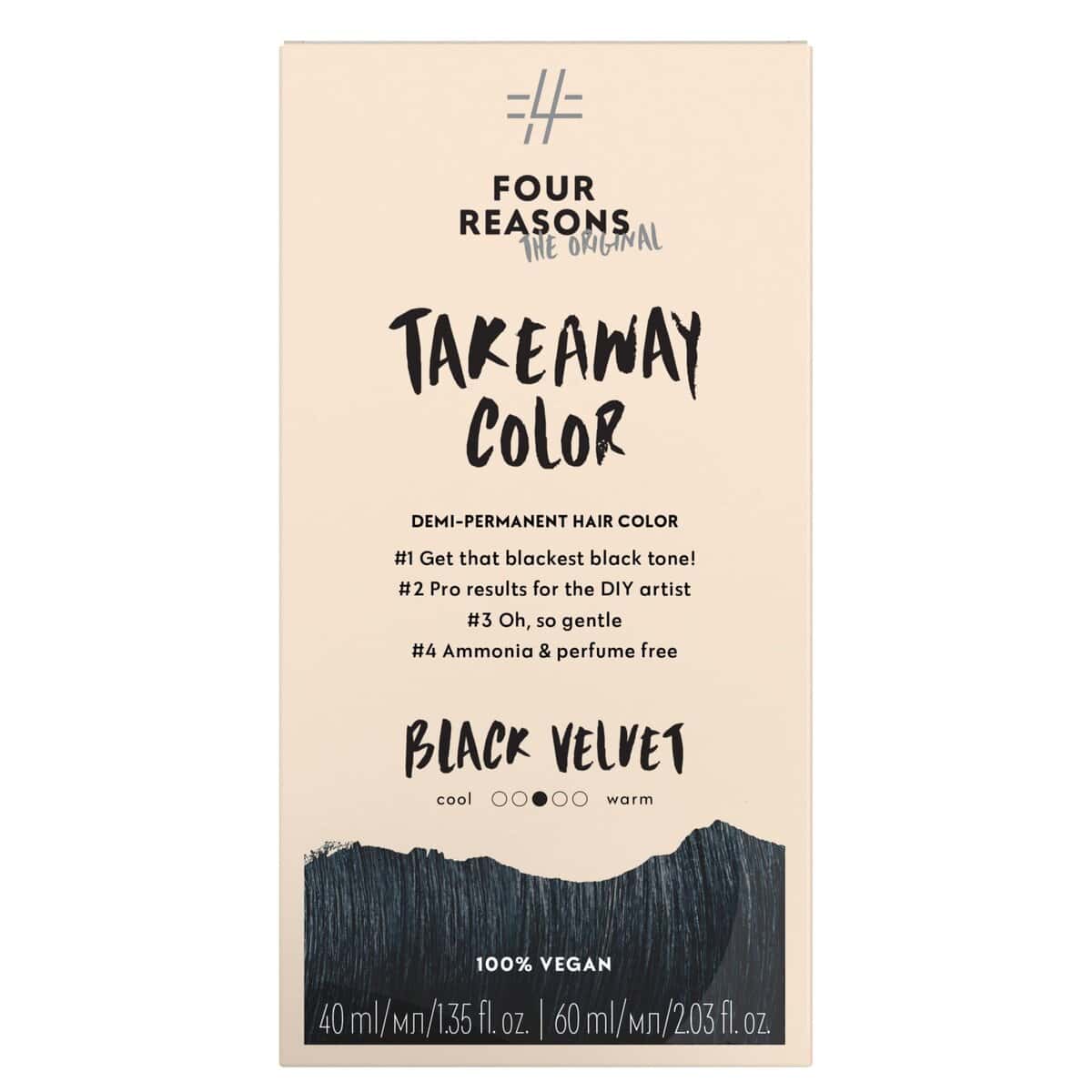 FOUR REASONS Original Takeaway Demi-Permanent Color 1.0 Black Velvet 100 ml
