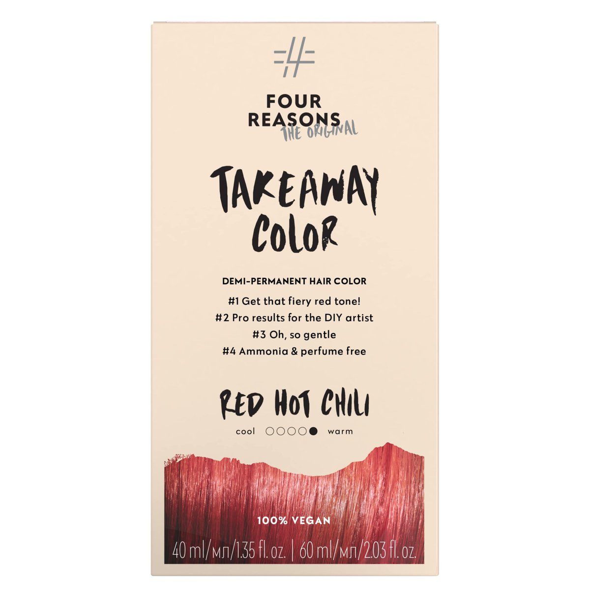 FOUR REASONS Original Takeaway Demi-Permanent Color 7.66 Red Hot Chili 100 ml